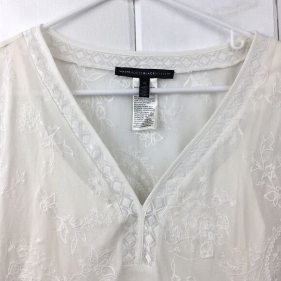 White House Black Market Cream Embroidered Tunic S‎ - Picture 6 of 16
